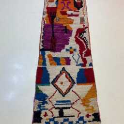 Handmade Moroccan Wool Runner Rug Abstract Berber Hallway Rug - thumbnail 3