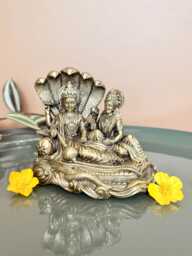 Brass Vishnu Lakshmi Statue Laxmi Narayana Swami Idol Divine Narayan & Sculpture Sheshanaga Home Temple Decor Gifts - thumbnail 1
