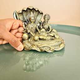Brass Vishnu Lakshmi Statue Laxmi Narayana Swami Idol Divine Narayan & Sculpture Sheshanaga Home Temple Decor Gifts - thumbnail 2