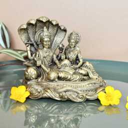 Brass Vishnu Lakshmi Statue Laxmi Narayana Swami Idol Divine Narayan & Sculpture Sheshanaga Home Temple Decor Gifts - thumbnail 3