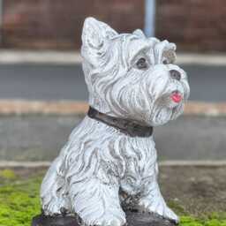 Concrete Terrier Dog Sculpture Stone West Highland Decor Outdoor Westie Statue Handmade Figure Memorial Pet Ornament Lover Gift - thumbnail 3