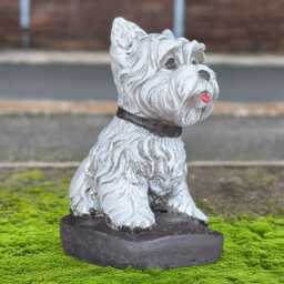 Concrete Terrier Dog Sculpture Stone West Highland Decor Outdoor Westie Statue Handmade Figure Memorial Pet Ornament Lover Gift - thumbnail 4