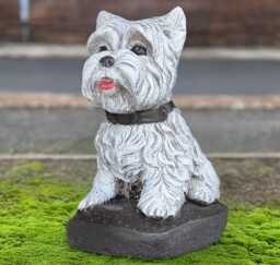 Concrete Terrier Dog Sculpture Stone West Highland Decor Outdoor Westie Statue Handmade Figure Memorial Pet Ornament Lover Gift - thumbnail 1