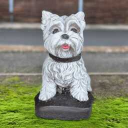 Concrete Terrier Dog Sculpture Stone West Highland Decor Outdoor Westie Statue Handmade Figure Memorial Pet Ornament Lover Gift - thumbnail 2