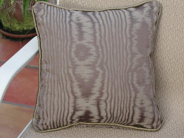 Golden Bronze Moire Pillow, Trim Accent Pillow - image 1