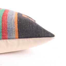Handwoven Turkish Kilim Lumbar Pillow Bohemian Home Decor - 16x24 Inch - thumbnail 4