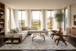 Gray Diamond Patchwork Cowhide Rug - Hair-On-Hide Leather Area