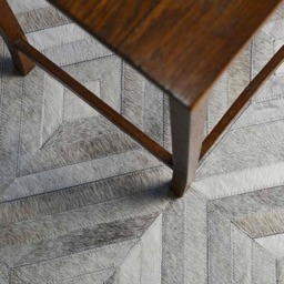 Gray Diamond Patchwork Cowhide Rug - Hair-On-Hide Leather Area - thumbnail 4