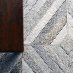Gray Diamond Patchwork Cowhide Rug - Hair-On-Hide Leather Area - thumbnail 3