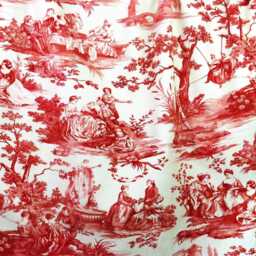 Red Ivory Toile Curtains, French Country Style Drapery Panels - thumbnail 2