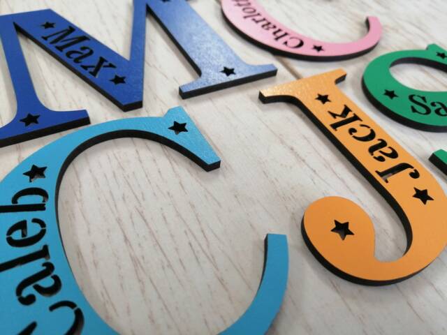 Personalised Wooden Letter With Cut Out Name - Any Colour & Name Painted - image 1