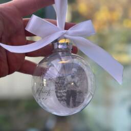 Floating Personalised Memory Bauble - Photo Memorial Christmas Decoration Remembrance Ornament For Loved Ones & Pets - thumbnail 2