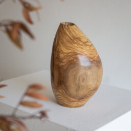 Handmade Olive Wood Vase Japanese Minimalist Home Decor - thumbnail 1