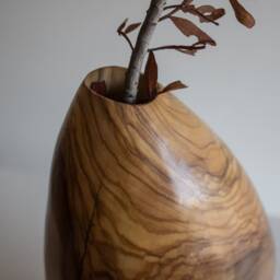 Handmade Olive Wood Vase Japanese Minimalist Home Decor - thumbnail 3