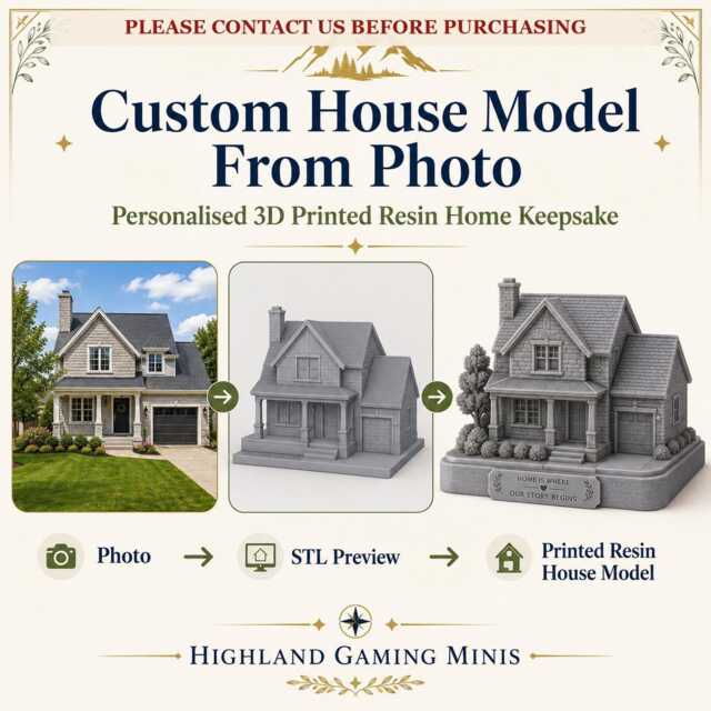 Custom House Model From Photo - Personalised 3D Printed Resin Home Keepsake Housewarming Gift - image 1