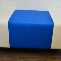 American Diner Bench Blue & White Faux Leather Footstool With Cushion - thumbnail 4