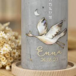 Baby Birthday Candle - Enna With Number Line & A Beautiful Swan With Cross - thumbnail 3