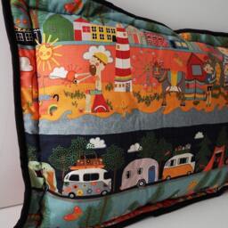 "Pillow Retro Caravan Camping Cotton Fleece Back 17"" X 23" - thumbnail 2