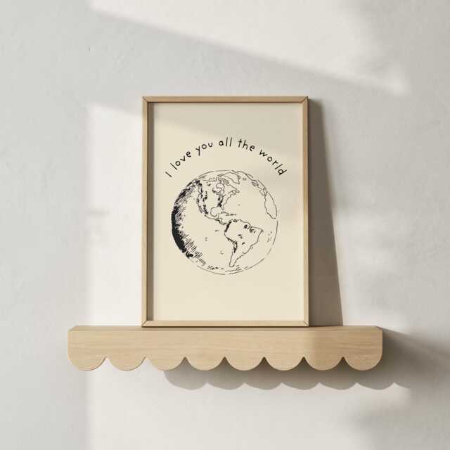 I Love You All The World Wall Art Print Minimalist Earth Poster - image 1