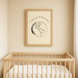 I Love You All The World Wall Art Print Minimalist Earth Poster - thumbnail 2