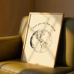 I Love You All The World Wall Art Print Minimalist Earth Poster - thumbnail 3