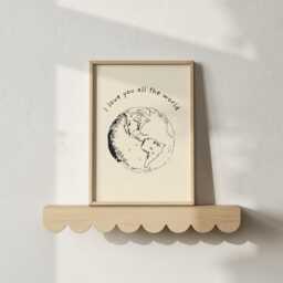 I Love You All The World Wall Art Print Minimalist Earth Poster - thumbnail 1