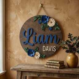 Personalized Floral Nursery Name Sign, Custom Wooden Baby Girl Plaque, Boho Flower Wall Decor, Shower Gift - thumbnail 4