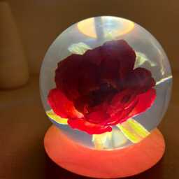 Custom Rose Resin Ball, Dried Flower Night Light, Real Lamp, Eternal Preserved Red Floral Art, Anniversary Gifts - thumbnail 4