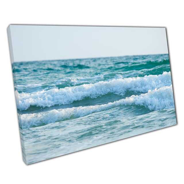 Turquoise Blue Seascape Wave Wall Art Print On Canvas For Home Office D??cor - image 1