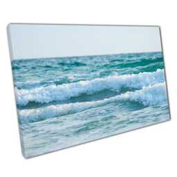 Turquoise Blue Seascape Wave Wall Art Print On Canvas For Home Office D??cor - thumbnail 1