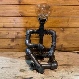Contemplation - Unique Robot Table Lamp Steampunk, Retro, Art, Edison, Mancave, Brass & Steel - thumbnail 2