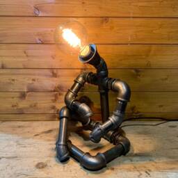 Contemplation - Unique Robot Table Lamp Steampunk, Retro, Art, Edison, Mancave, Brass & Steel - thumbnail 3