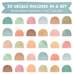 Scallop Wall Decals - Nursery Decor, Watercolor Hill Art, Abstract Modern Kids Room Decal, Reusable & Removable Stickers - thumbnail 2