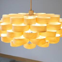 L09B, 60-70cm Wood Pendant Lamp, Birch Veneer. Ceiling Design Hanging Chandelier Light - thumbnail 2