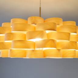 L09B, 60-70cm Wood Pendant Lamp, Birch Veneer. Ceiling Design Hanging Chandelier Light - thumbnail 3