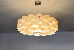 L09B, 60-70cm Wood Pendant Lamp, Birch Veneer. Ceiling Design Hanging Chandelier Light - thumbnail 1
