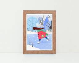 Happy Moose in Winter 5x7 Art Print - thumbnail 1