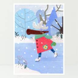 Happy Moose in Winter 5x7 Art Print - thumbnail 2