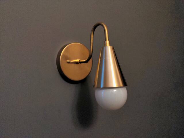 Modern Brass Cone Wall Sconce Atomic Mid Century Bathroom Light Reading Lamp Entryway - image 1