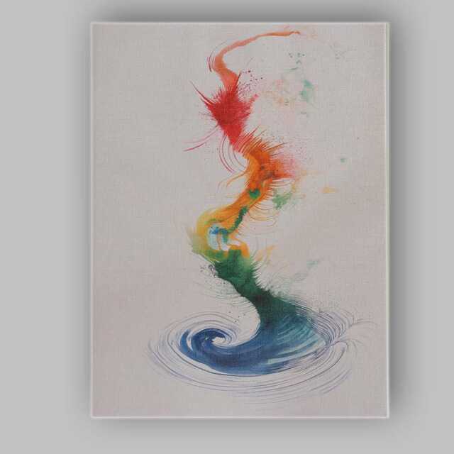 Colourful Abstract Water Splash Flowing Paint Illustration Canvas Wall Art Print Decor Picture Ready To Hang - image 1