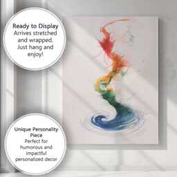 Colourful Abstract Water Splash Flowing Paint Illustration Canvas Wall Art Print Decor Picture Ready To Hang - thumbnail 3