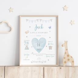 New Baby Girl Gift, Personalised Print For Girls, Gift Girl, Nursery Print Dusky Pink, Girls, Peter Rabbit - thumbnail 3