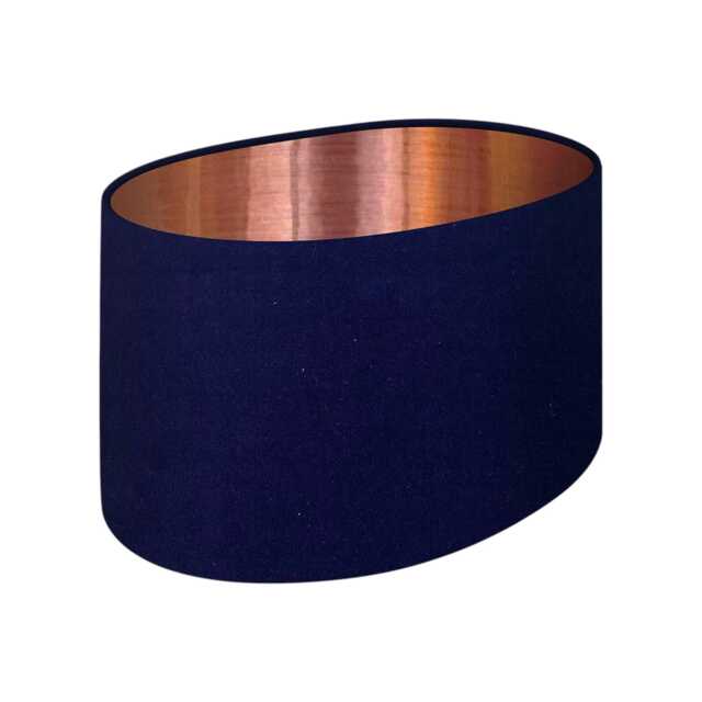 Navy Blue Velvet Brushed Copper Oval Lampshade - image 1