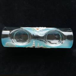 Czech Glass Christmas Candle Holder Hand Painted Winter Scene 7.5 - thumbnail 4