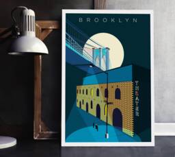 Brooklyn Bridge Art Print Dumbo St Ann's Warehouse, New York - thumbnail 1