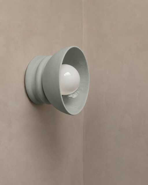 Small Pompeii - Ceramic Flush Mount Wall Sconce Handmade Minimalist Dome Light Fixture in Fog Gray - image 1