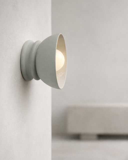 Small Pompeii - Ceramic Flush Mount Wall Sconce Handmade Minimalist Dome Light Fixture in Fog Gray - image 1