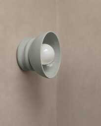 Small Pompeii - Ceramic Flush Mount Wall Sconce Handmade Minimalist Dome Light Fixture in Fog Gray