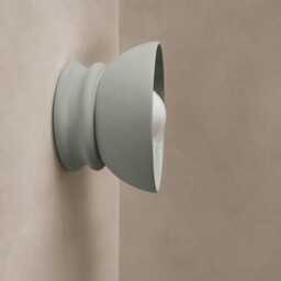 Small Pompeii - Ceramic Flush Mount Wall Sconce Handmade Minimalist Dome Light Fixture in Fog Gray - thumbnail 2