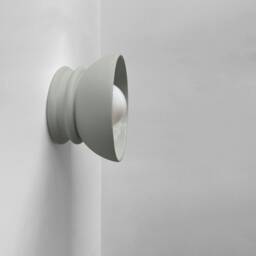 Small Pompeii - Ceramic Flush Mount Wall Sconce Handmade Minimalist Dome Light Fixture in Fog Gray - thumbnail 2